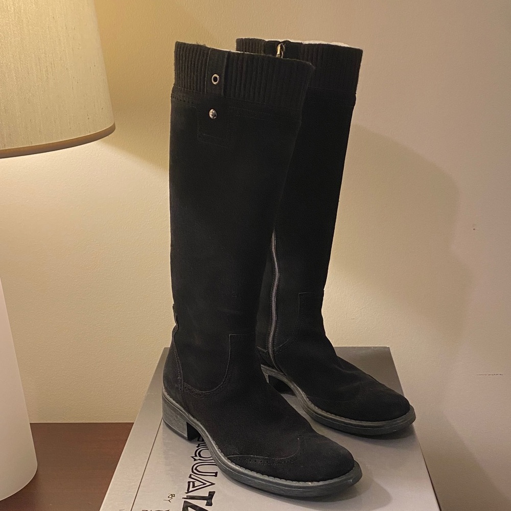 Aquatalia Weatherproof Tall Black Suede Boots 8.5
